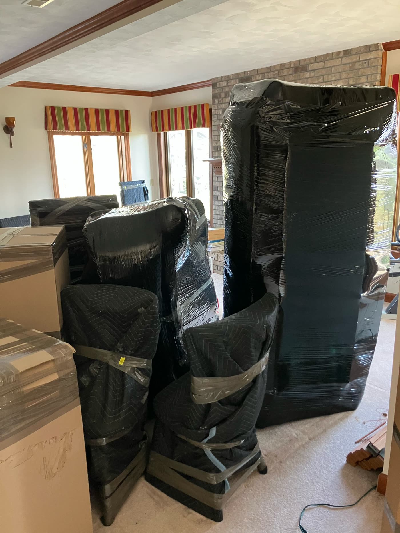 Wrapped items at a customer home